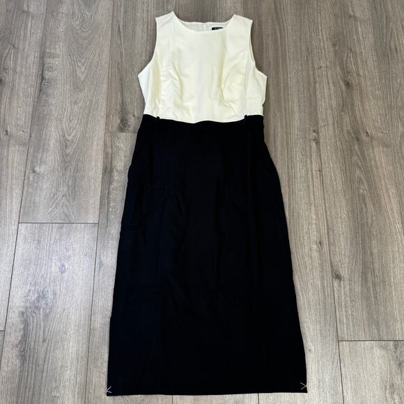J.Crew Simone Sheath Dress WMNS 4P Black Cream Italian Stretch Merino Wool Blend - Picture 3 of 7